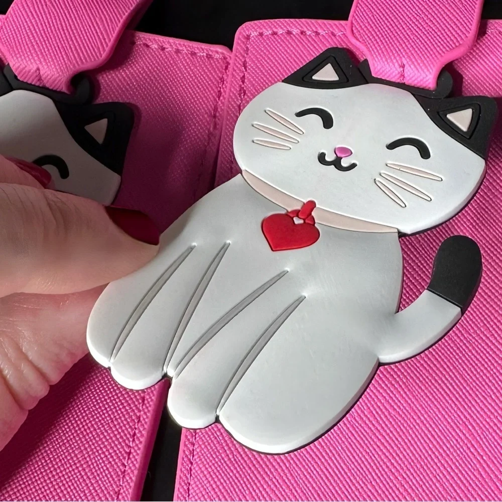 Pink Cat Travel Luggage Tags Set of Two - Picture 4 of 4